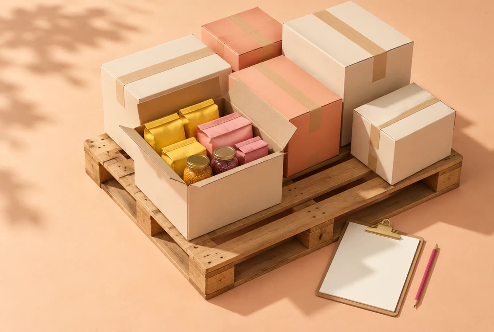 Conceptual illustration of packaged inventory on a pallet